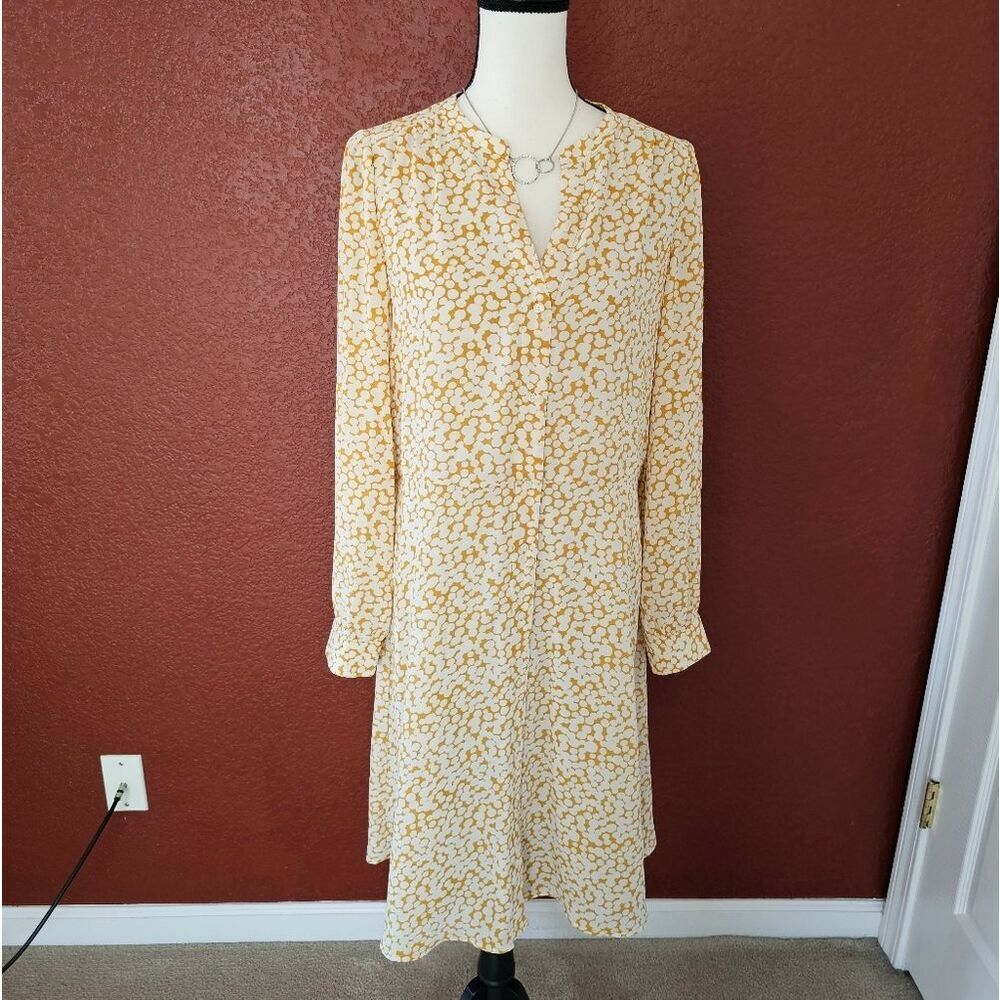 Banana Republic Yellow Floral Long Sleeve Dress